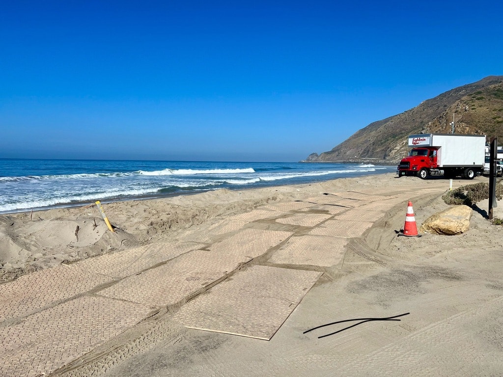 Mat Men protecting beach food truck location