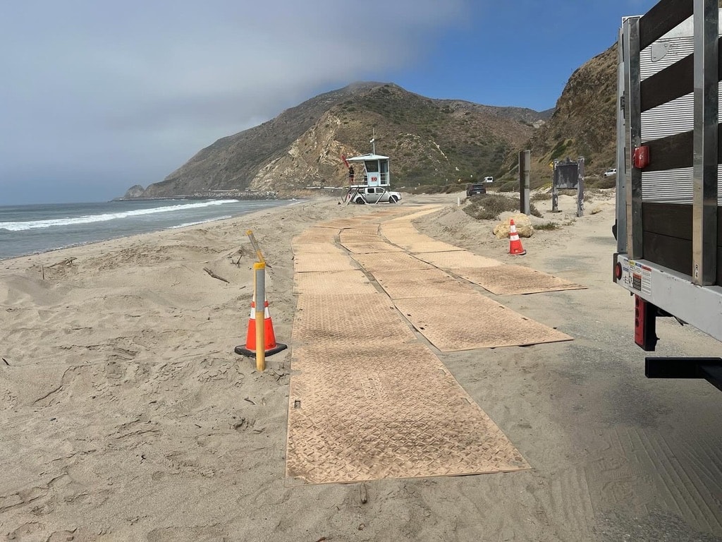 Mat Men protecting coastal access path