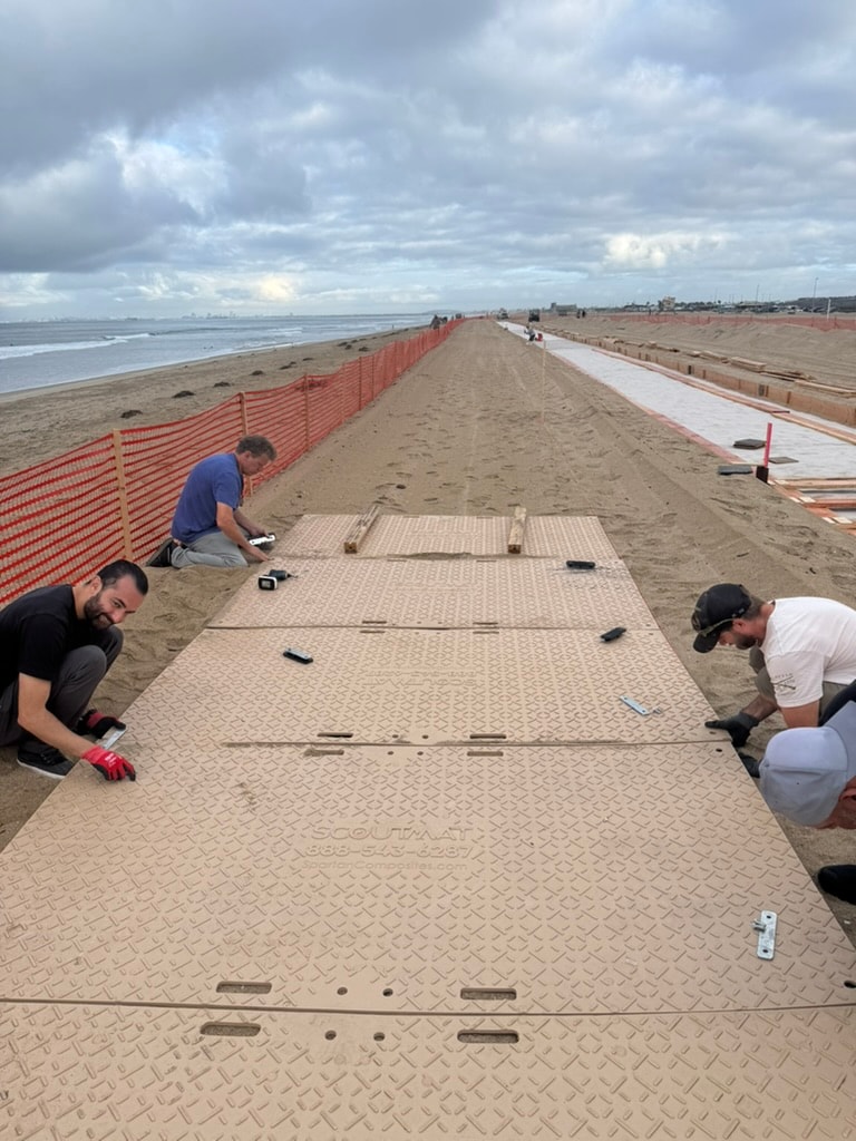 Mat Men on-set beach crew work
