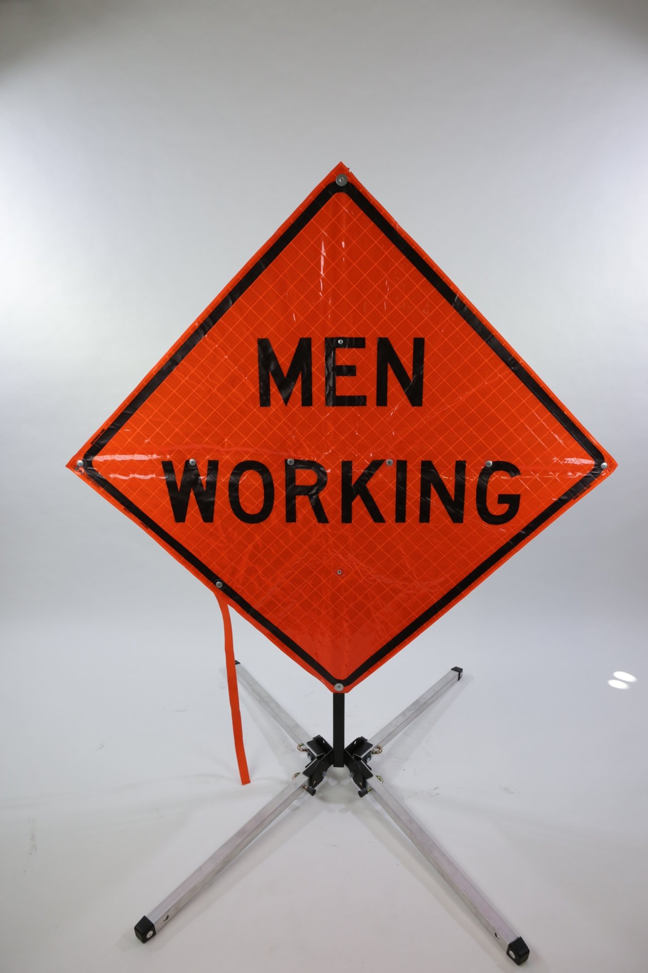 Orange Men Working construction warning sign